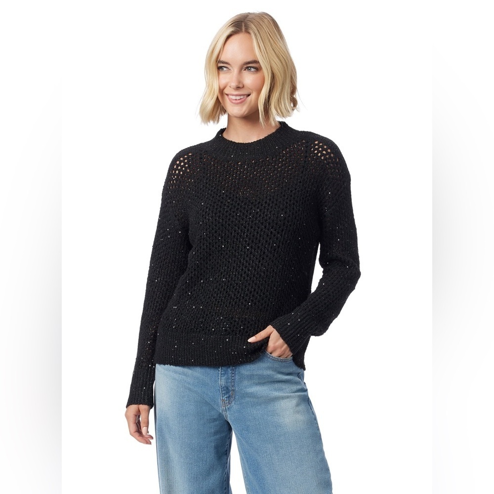 Jessica Simpson Women’s Mukami Open Knit Sweater in Black